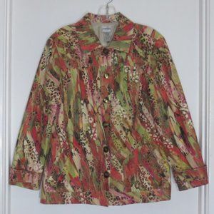Chico's Artsy Animal Print Fall Colors Casual Coat